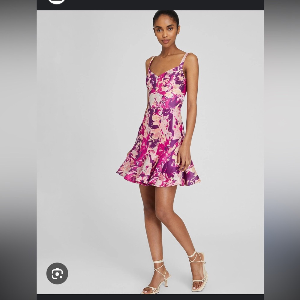 Club Monaco Aster Pink Fluted Hem Mini Dress